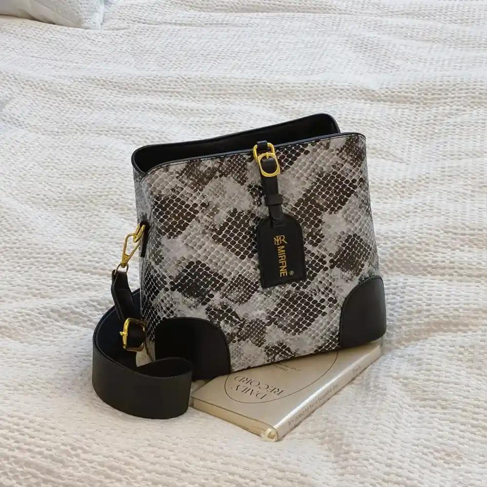 PU Leather Snakeskin Print Crossbody Bag - MODALIFE