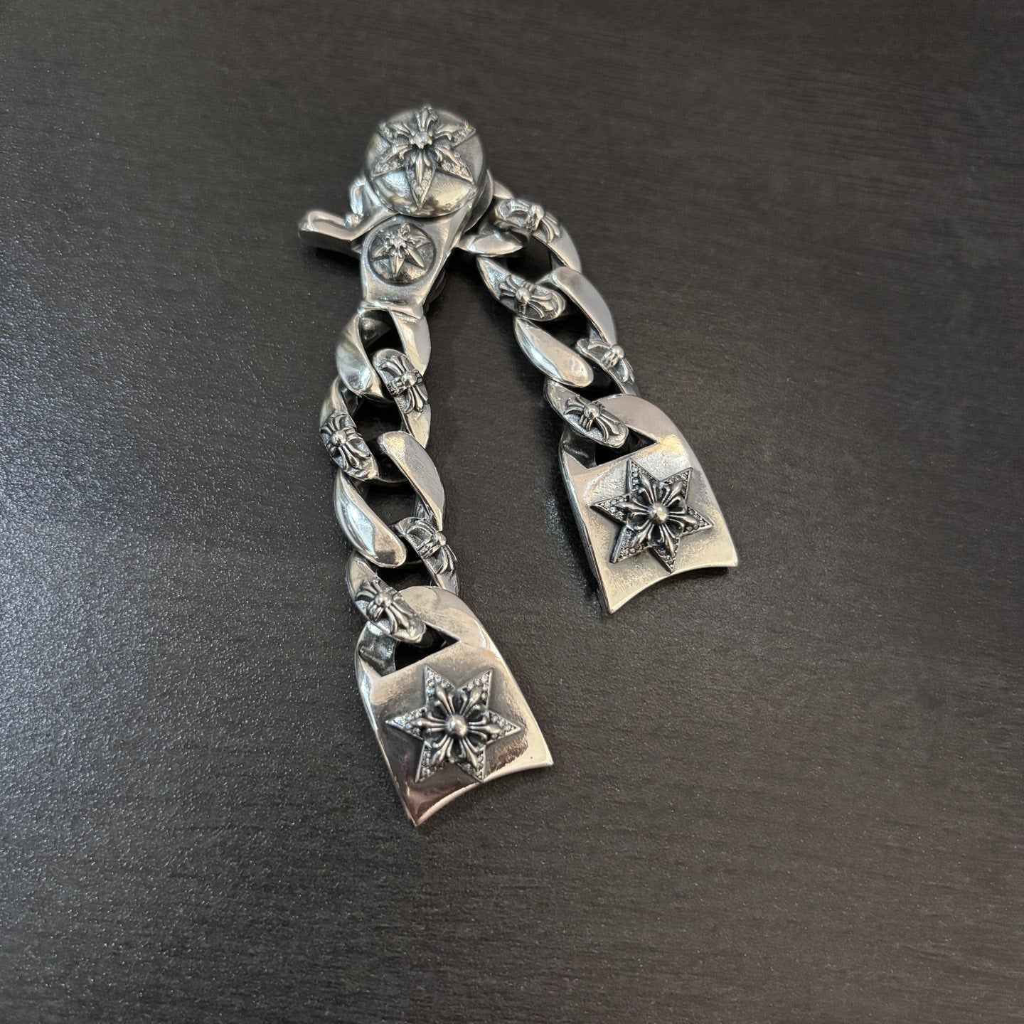 Silver Plated Rhinestone Hexagram Watch Band for Men, Fashionable and Unique Retro Punk Style Buckle Strap, Unisex Universal Stylish Design