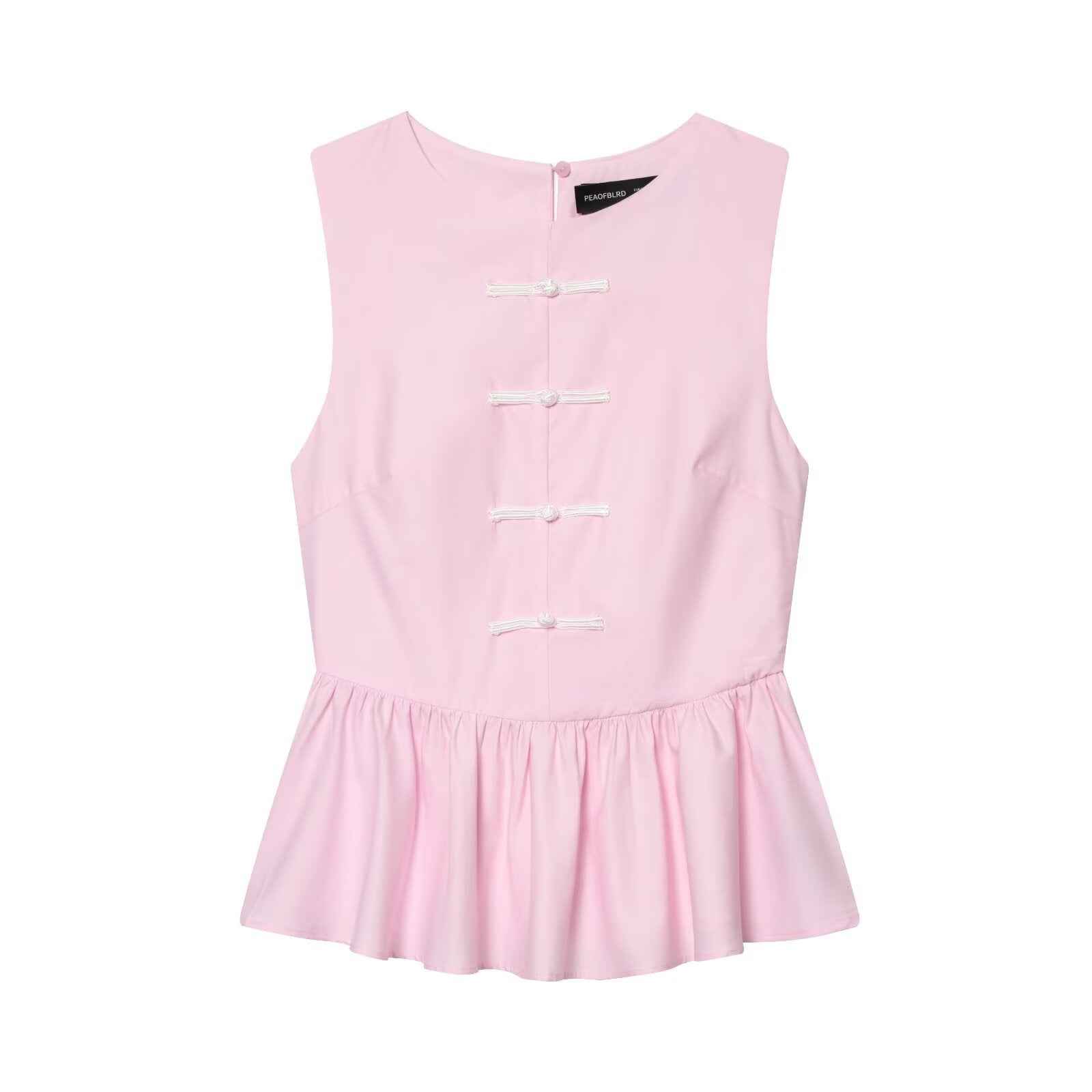 Sleeveless knot buckle embellished short skirt style hem top - MODALIFE