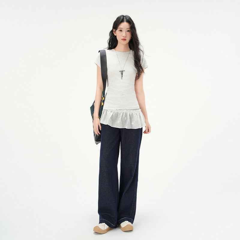 Round Neck Basic Cotton Fitted Short Sleeve T-Shirt for Women