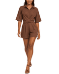Women's Fashion Cross Back Tie Collar Loose One-Piece Suit - MODALIFE