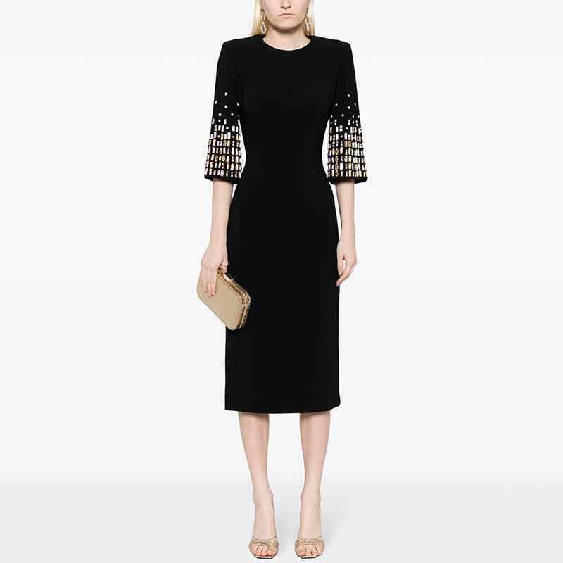 Mid length dress with five quarter sleeves - MODALIFE