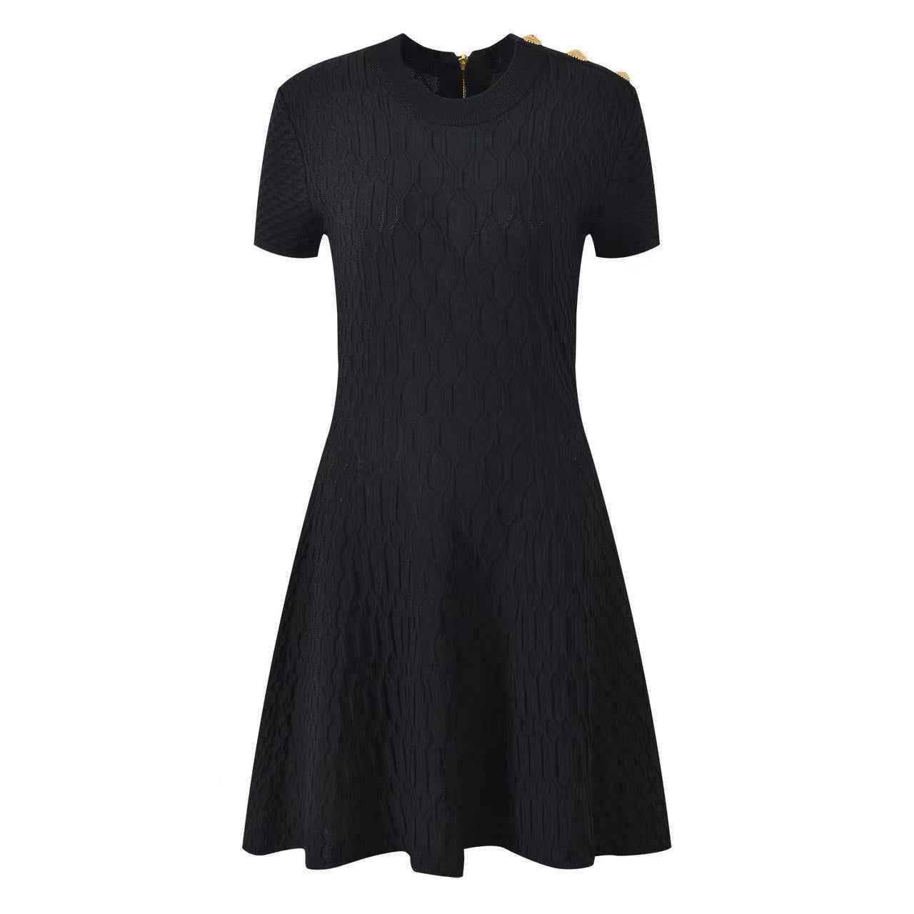 Short sleeved round neck A-line dress - MODALIFE