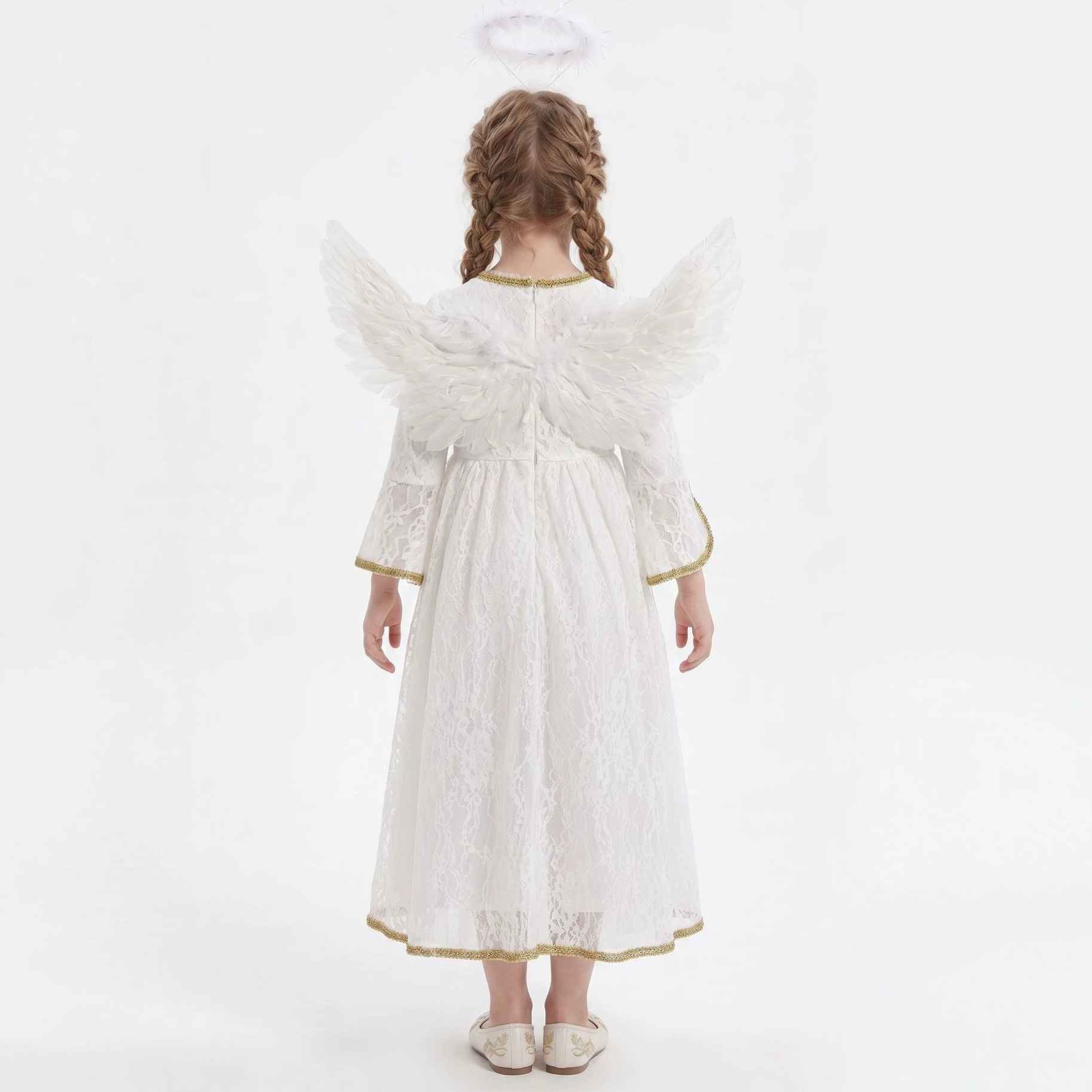 Children's Halloween Angel Princess White Angel Performance Dress, Little Girl Formal Dress for Dance and Stage Performances - MODALIFE