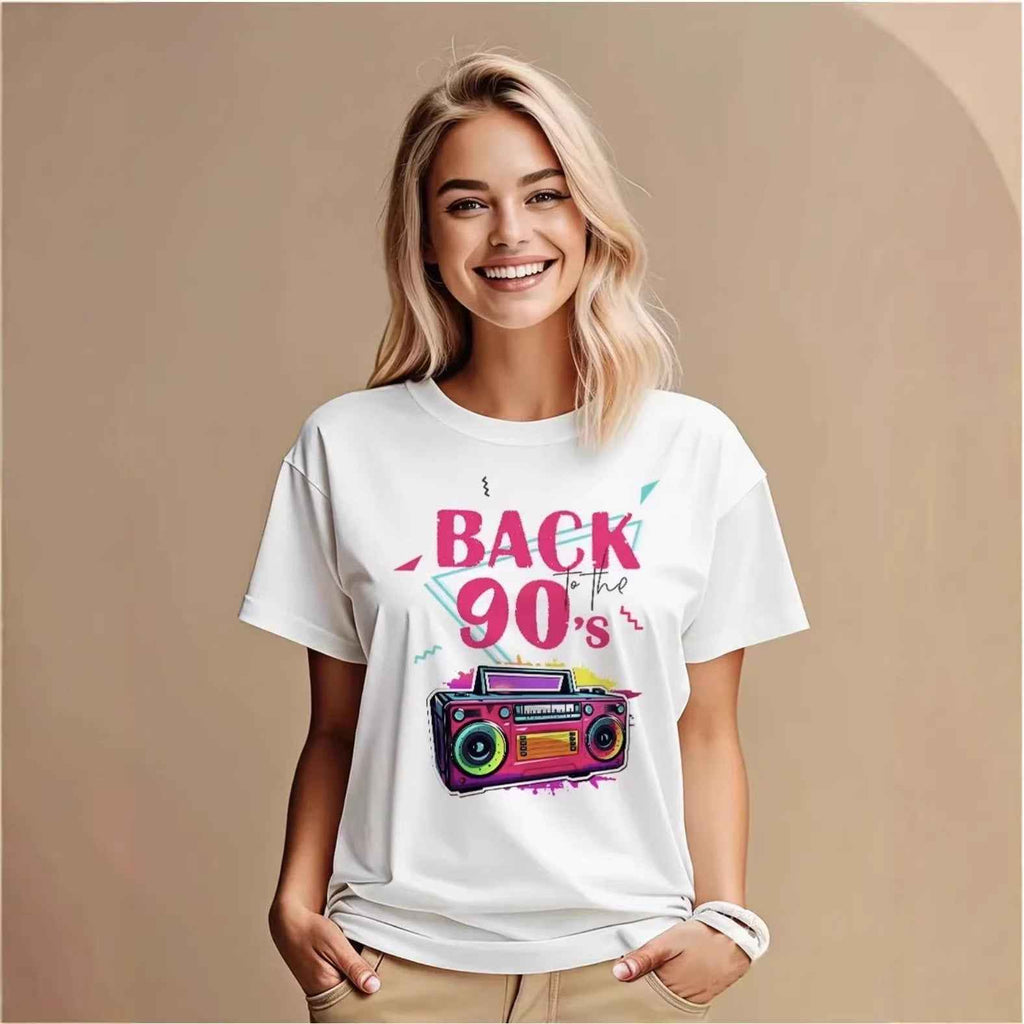 Round neck loose short sleeved top for women