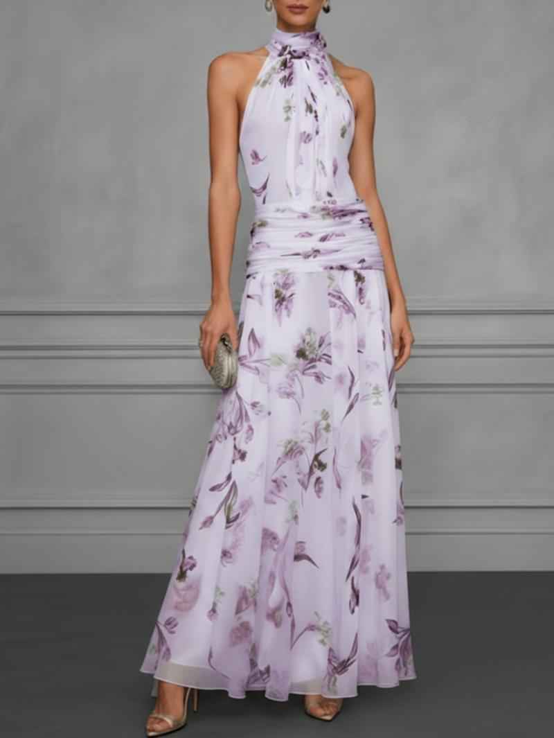 Hanging neck printed dress - MODALIFE
