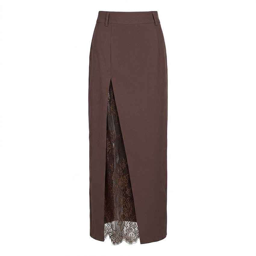 Side slit lace patchwork skirt - MODALIFE