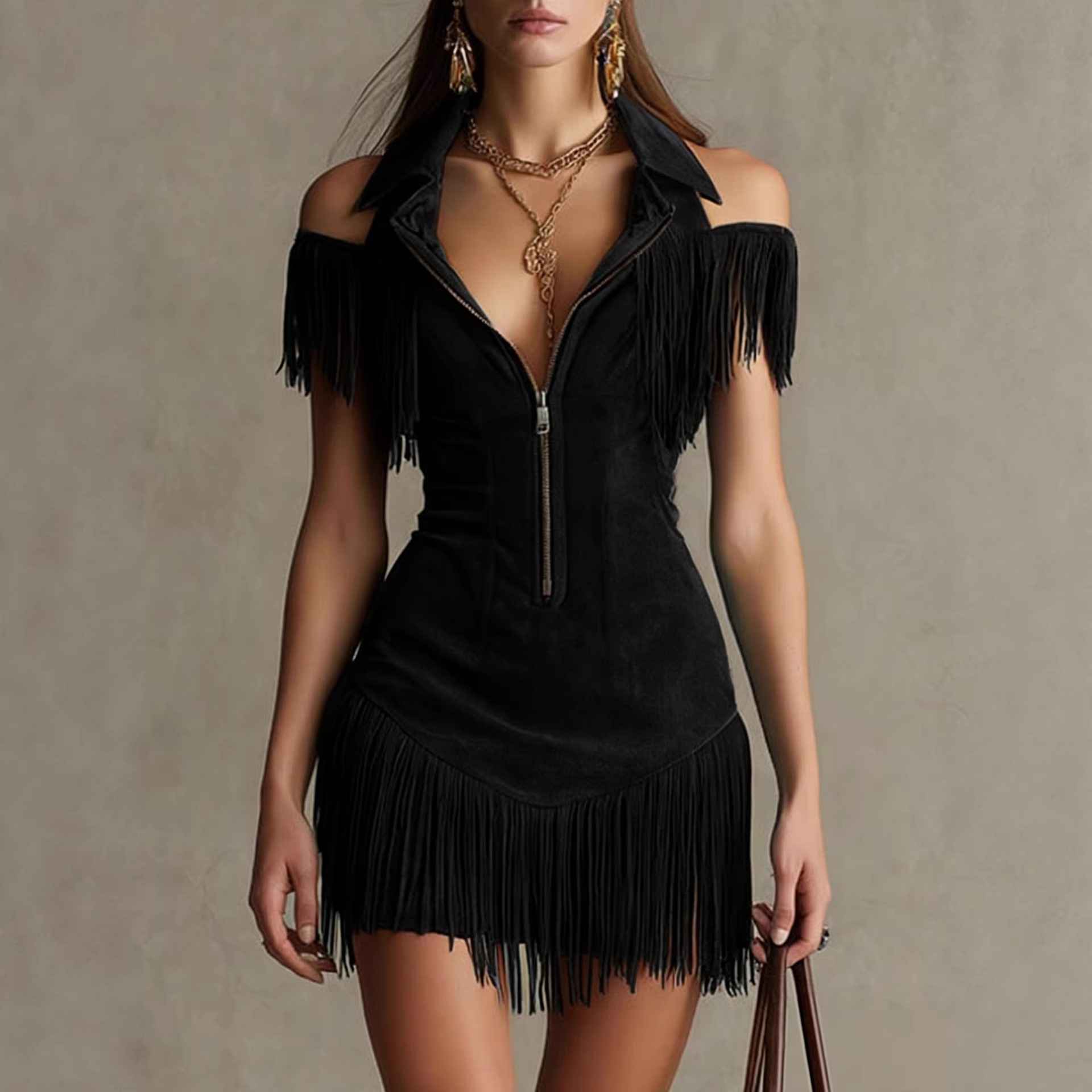 Tassel off shoulder dress - MODALIFE