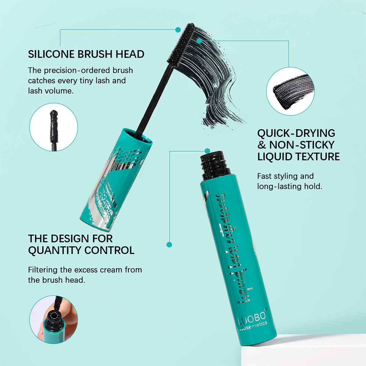 Green Box Mascara, Water-Removable, Long-Lasting, Smudge-Proof, Volumizing &amp; Lengthening, Waterproof, for Lash Enhancement - MODALIFE