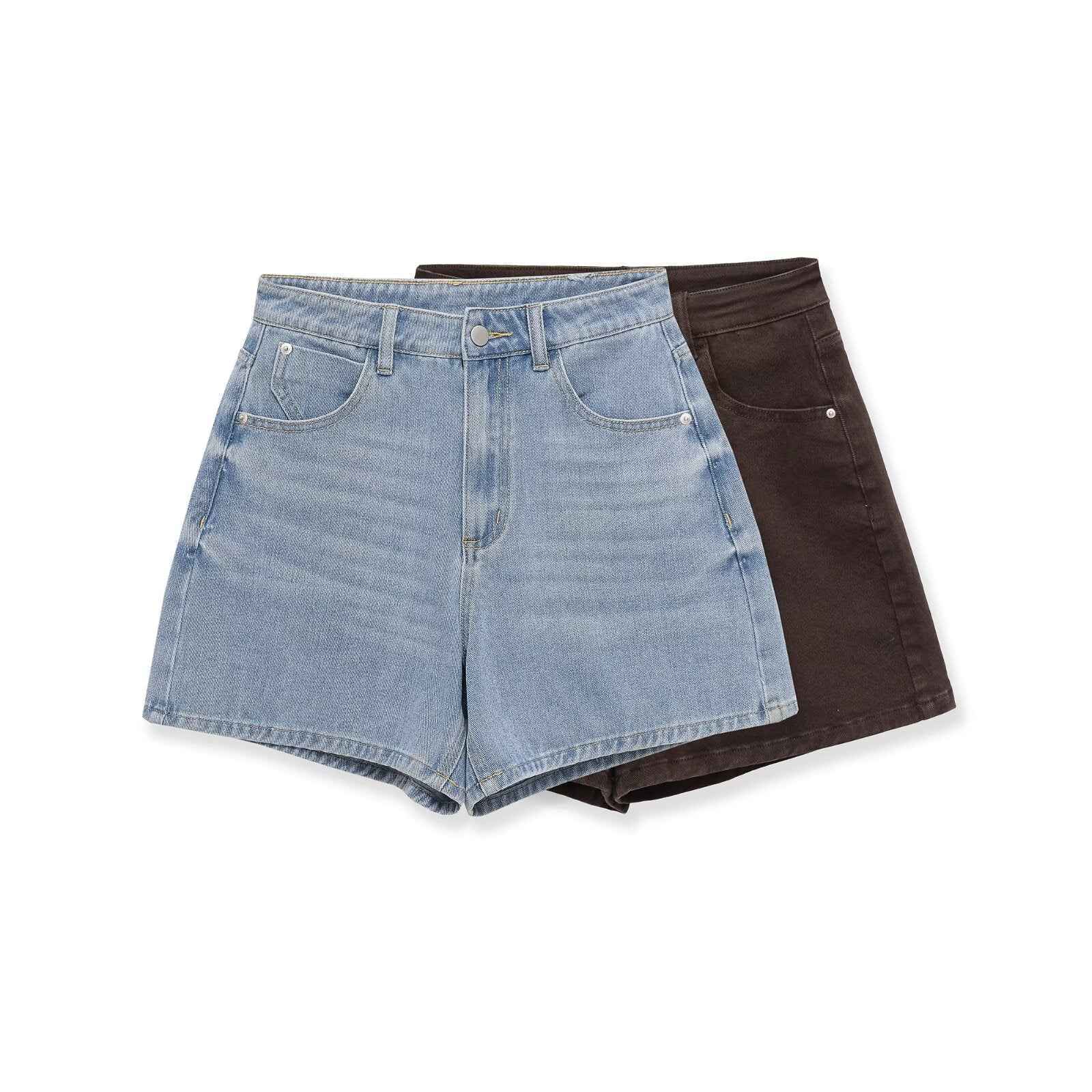 Retro style high waisted loose shorts