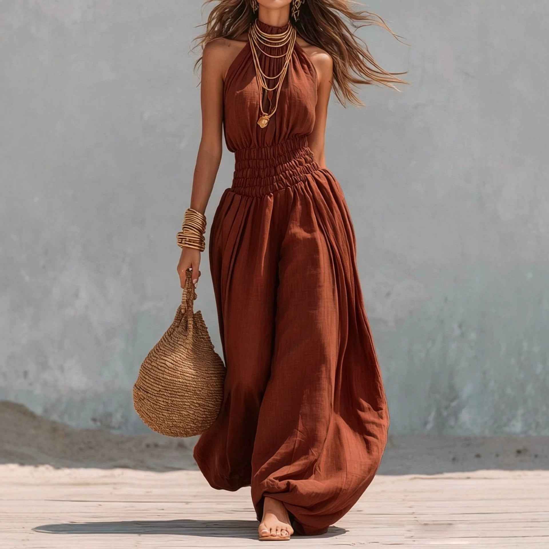 Sleeveless hanging neck lantern pants jumpsuit for women - MODALIFE