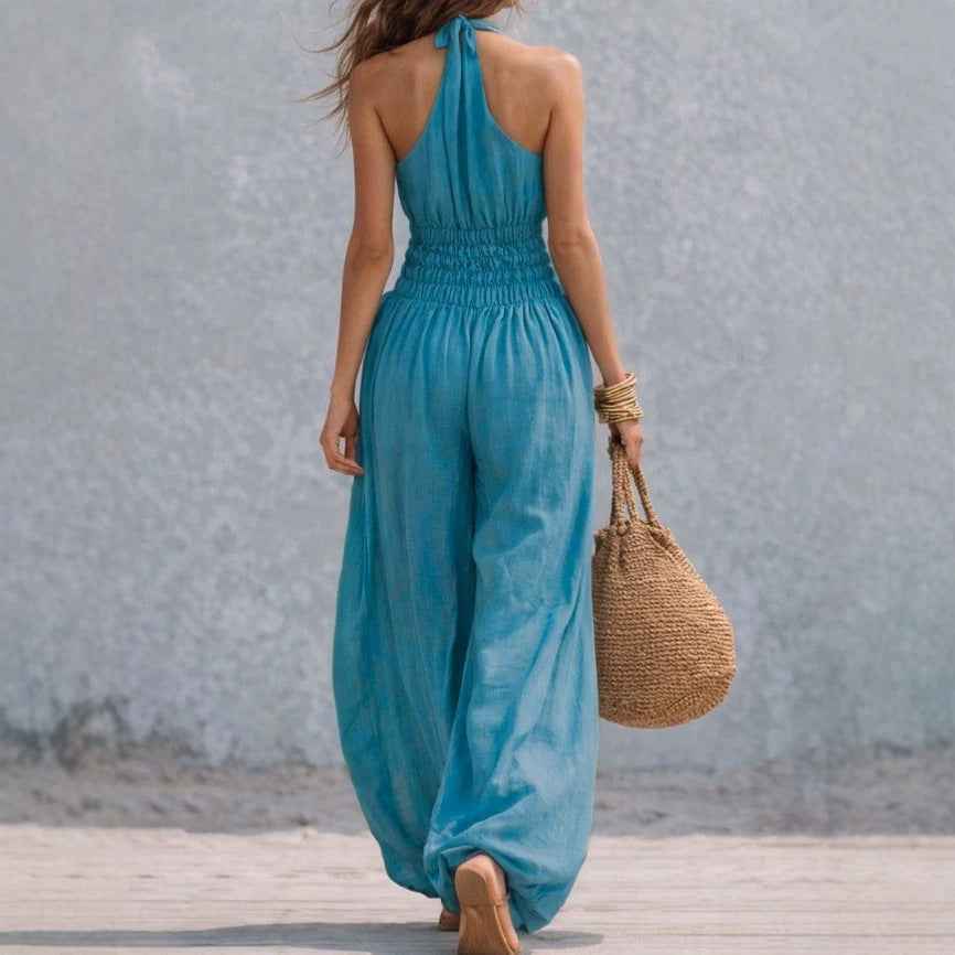 Casual style sleeveless hanging neck lantern pants jumpsuit for women - MODALIFE