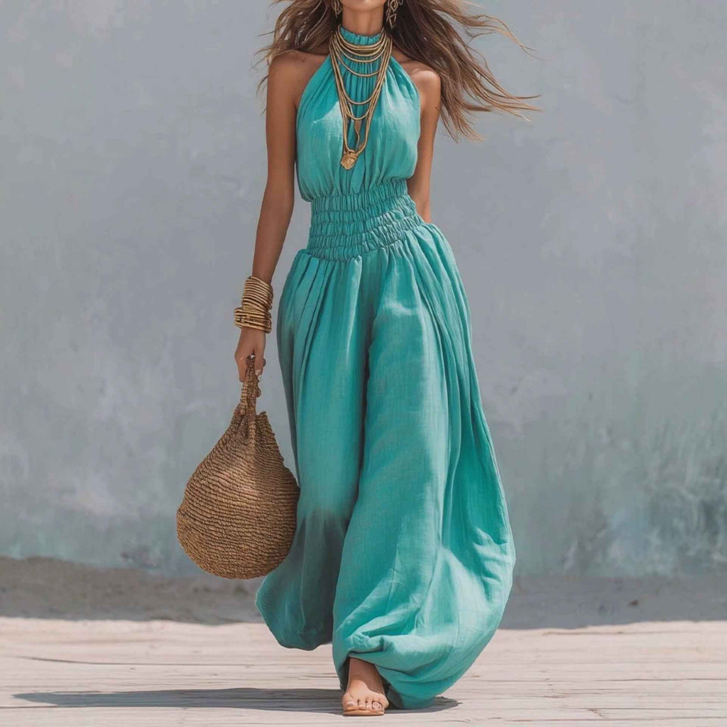 Sleeveless hanging neck lantern pants jumpsuit for women - MODALIFE