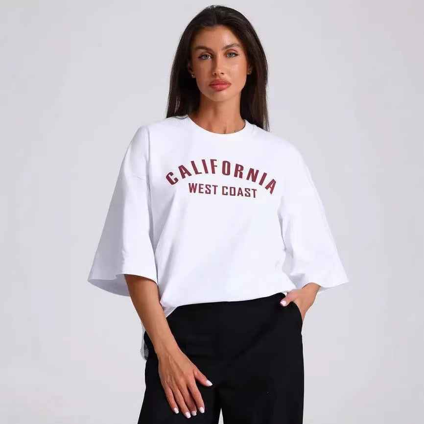 Letter pattern loose short sleeved T-shirt for women - MODALIFE