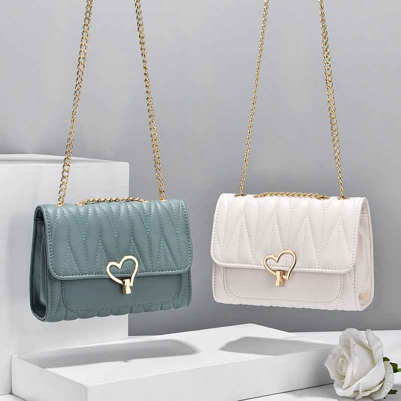 Peach Heart Lock Shoulder Bag Diagonal Cross Bag