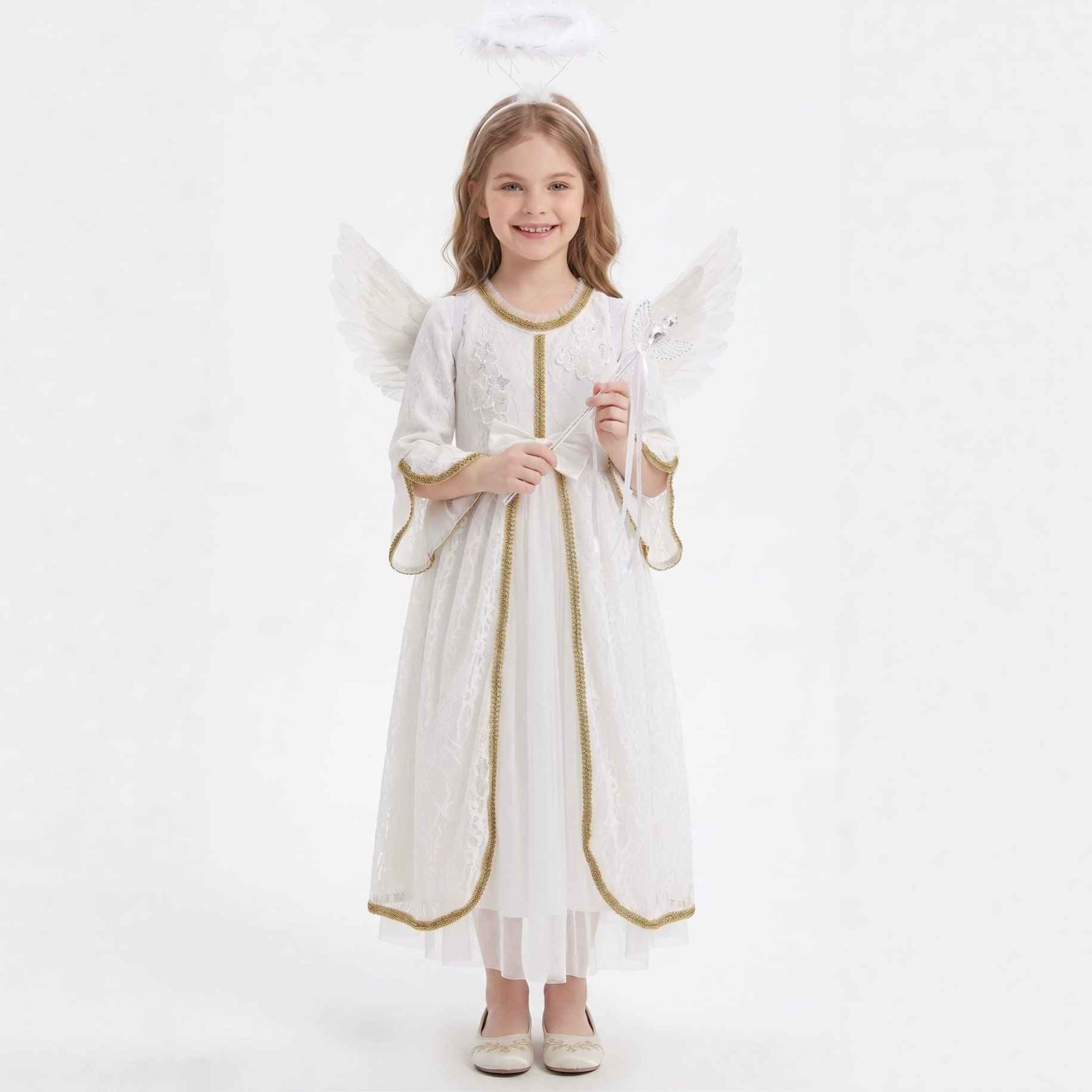 Children's Halloween Angel Princess White Angel Performance Dress, Little Girl Formal Dress for Dance and Stage Performances - MODALIFE