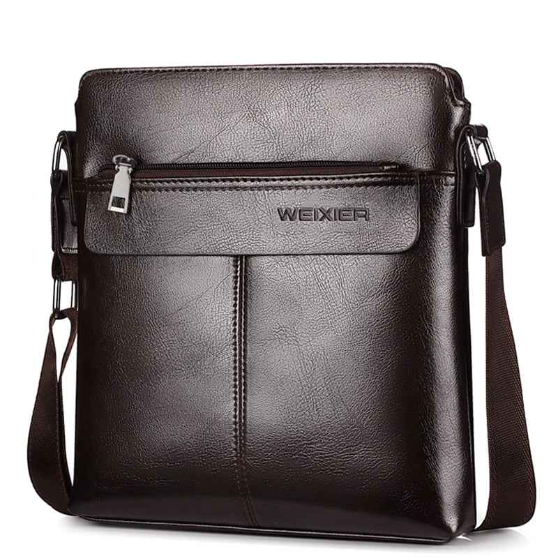 WEIXIER brand men's bag youth messenger bag zipper leather bag Ipad handbag men's shoulder bag - MODALIFE