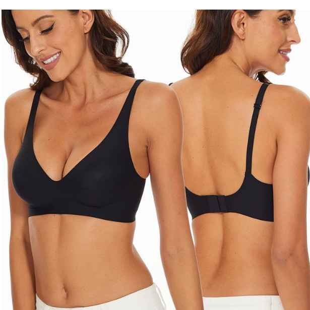 French Seamless Jelly Stripe Bra, No Steel Ring, Plumping and Lifting, Ice Silk, Outer Wear, Plus Size, Youthful Style - MODALIFE