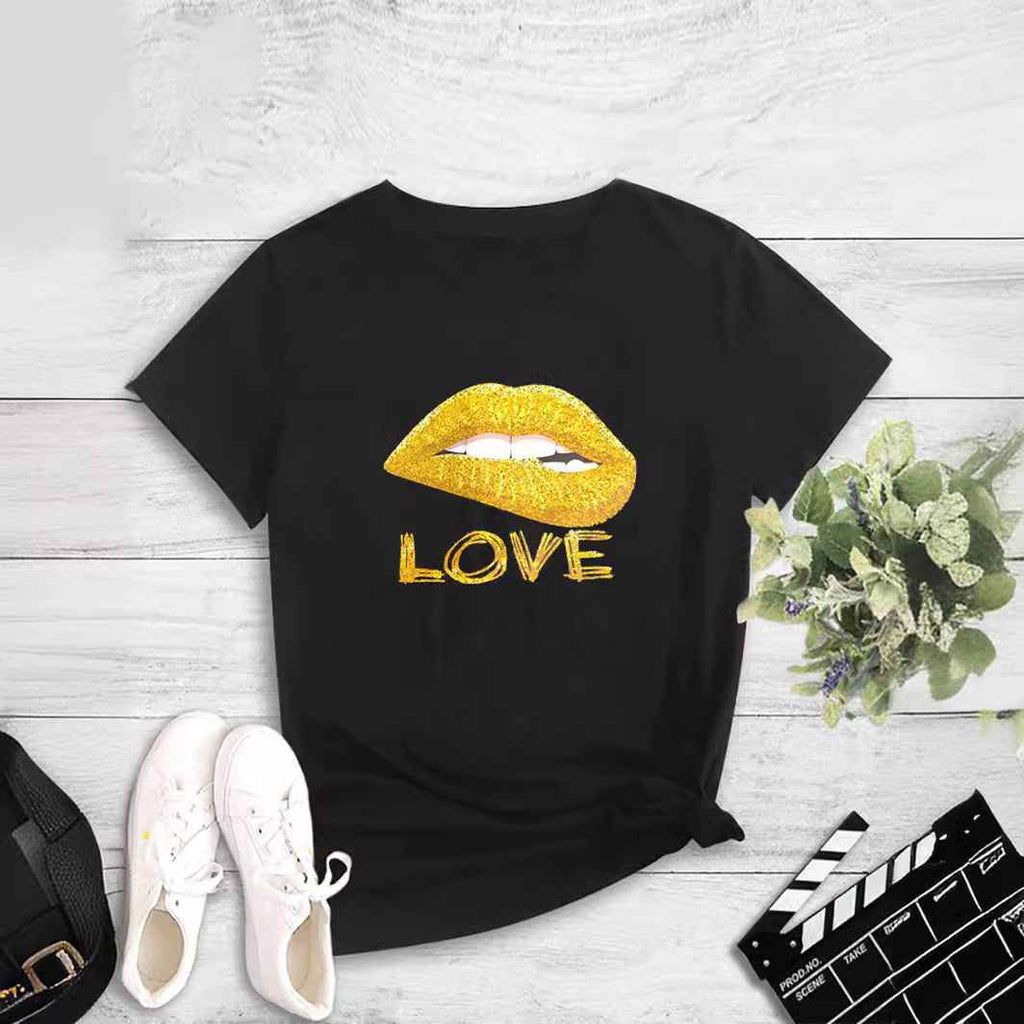 Printed Round Neck Pullover T-Shirt - MODALIFE