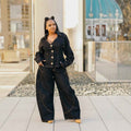 Stylish Stitched Curved Hem Denim Pants - MODALIFE