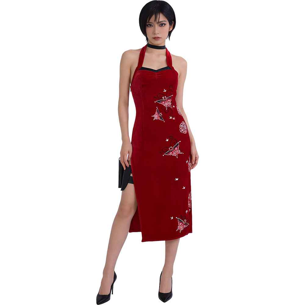 Biohazard Ada Wong Cosplay Dress Red Dress Ada Wong Cosplay Qipao Halloween Costume - MODALIFE