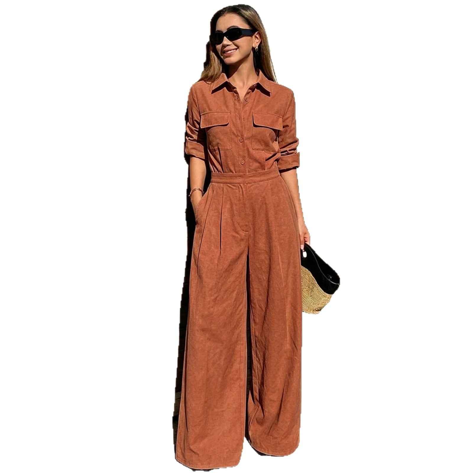 Women's collar long sleeved jumpsuit - MODALIFE