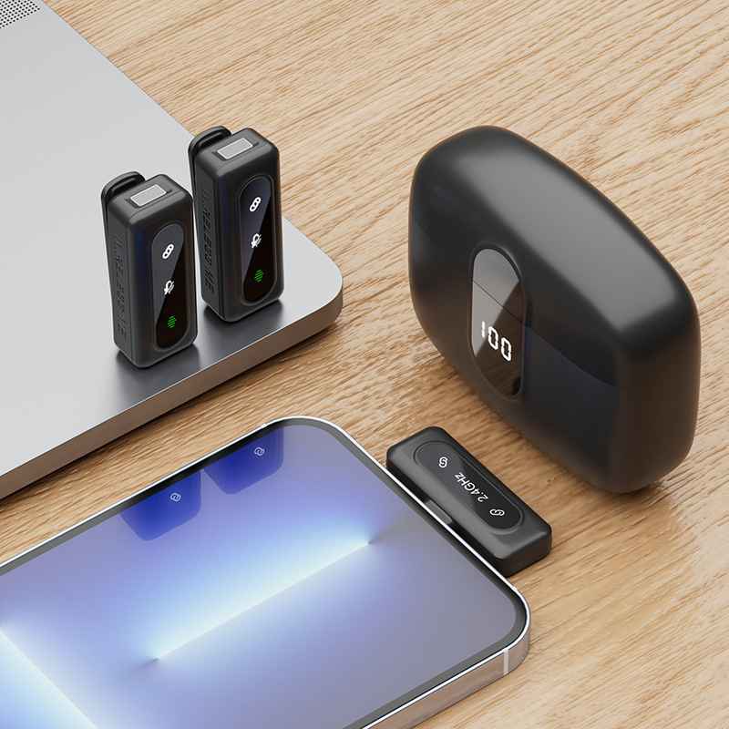 Wireless lavalier microphone J50 intelligent noise reduction digital display charging compartment digital display mini microphone - MODALIFE