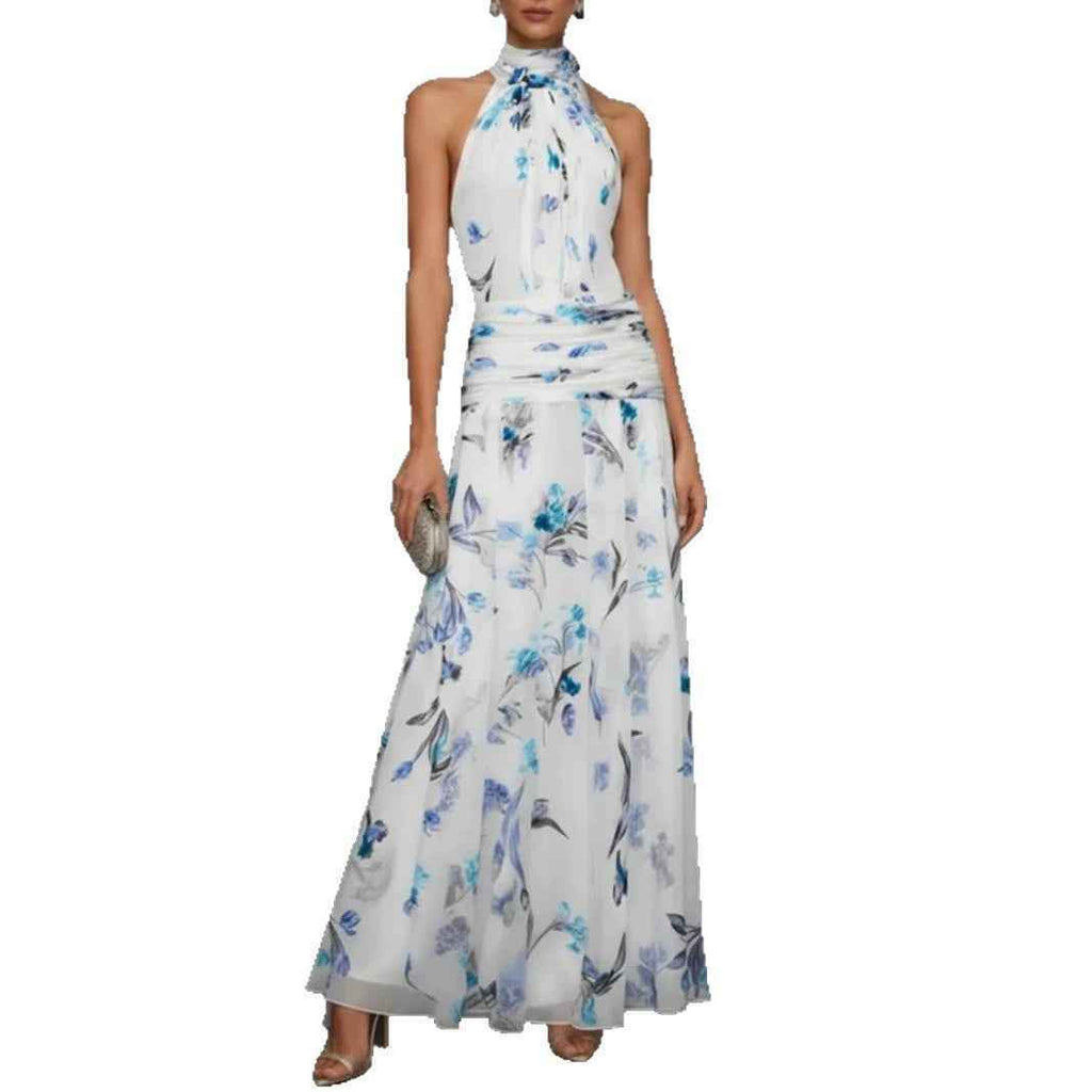 Hanging neck printed dress
