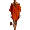 One shoulder bow collar dress - MODALIFE