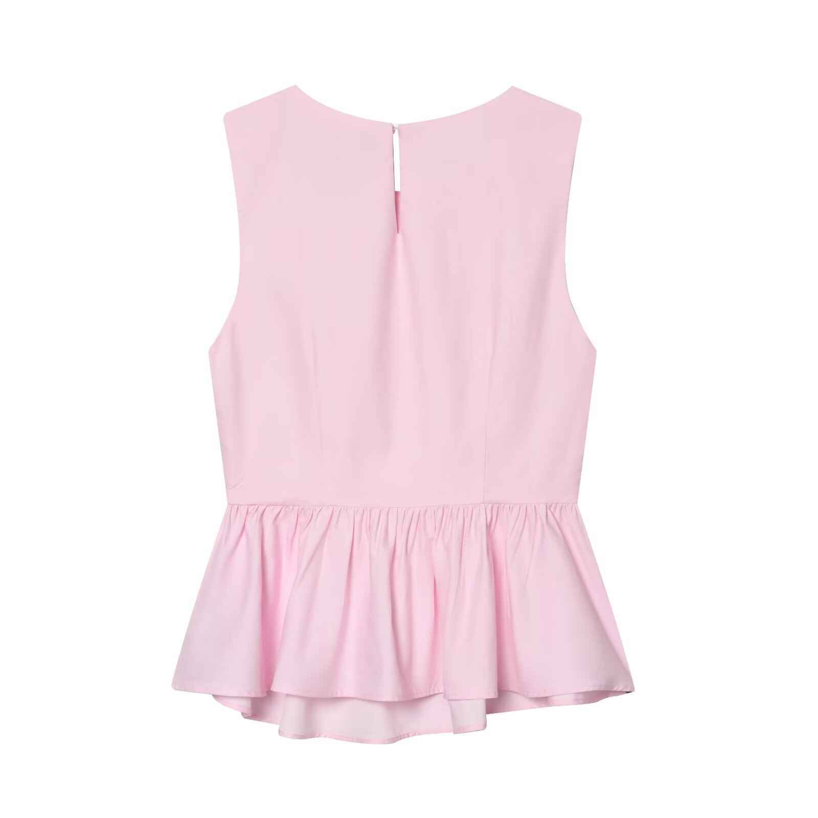 Sleeveless knot buckle embellished short skirt style hem top - MODALIFE