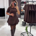 Round neck short sleeved slim fit dress - MODALIFE