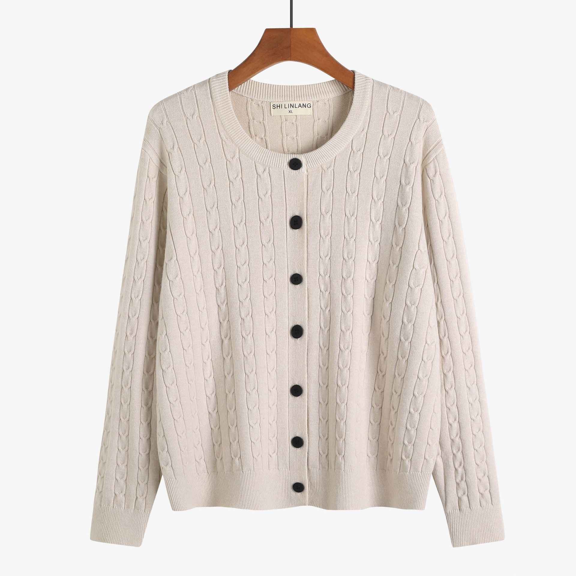 Retro Style Knit Cardigan Sweater Coat for Women, Casual Office Wear, Oversized Fit, Long Sleeve, Pullover Design - MODALIFE