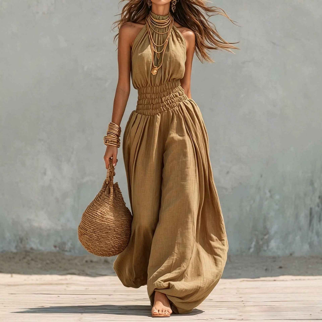 Sleeveless hanging neck lantern pants jumpsuit for women - MODALIFE