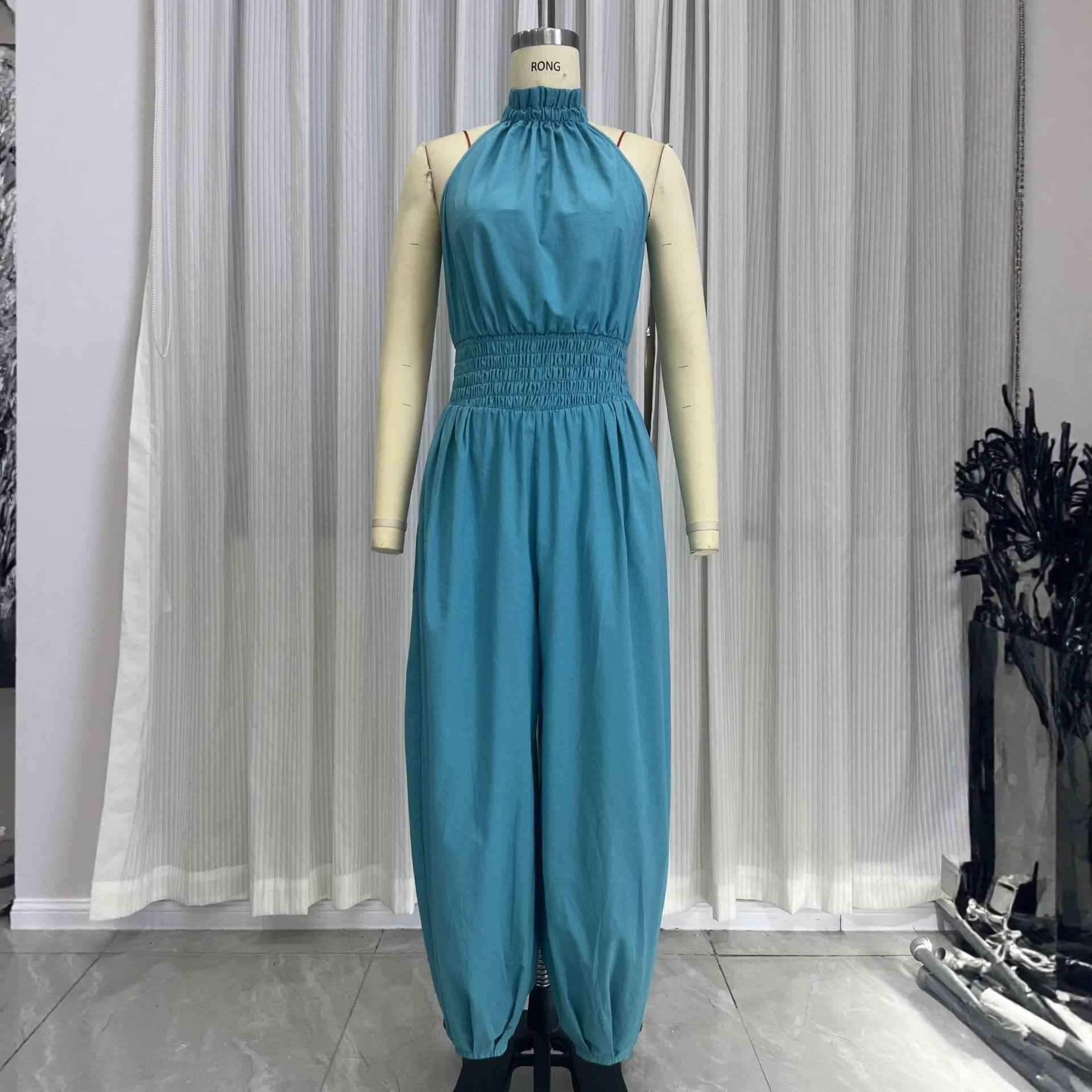 Casual style sleeveless hanging neck lantern pants jumpsuit for women - MODALIFE