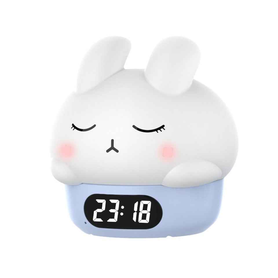 Cute Bunny Alarm Clock, Glow-in-the-Dark Ambient Clock, Silicone Desk Clock for Bedroom Nightstand, Home Night Light, Kids Alarm Clock - MODALIFE