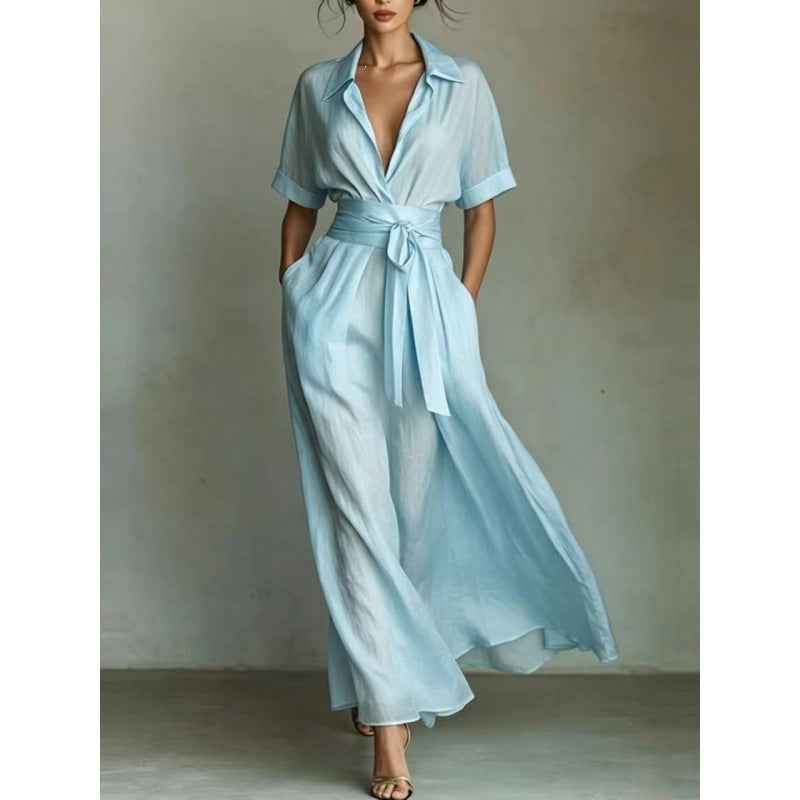Solid color waist slimming dress