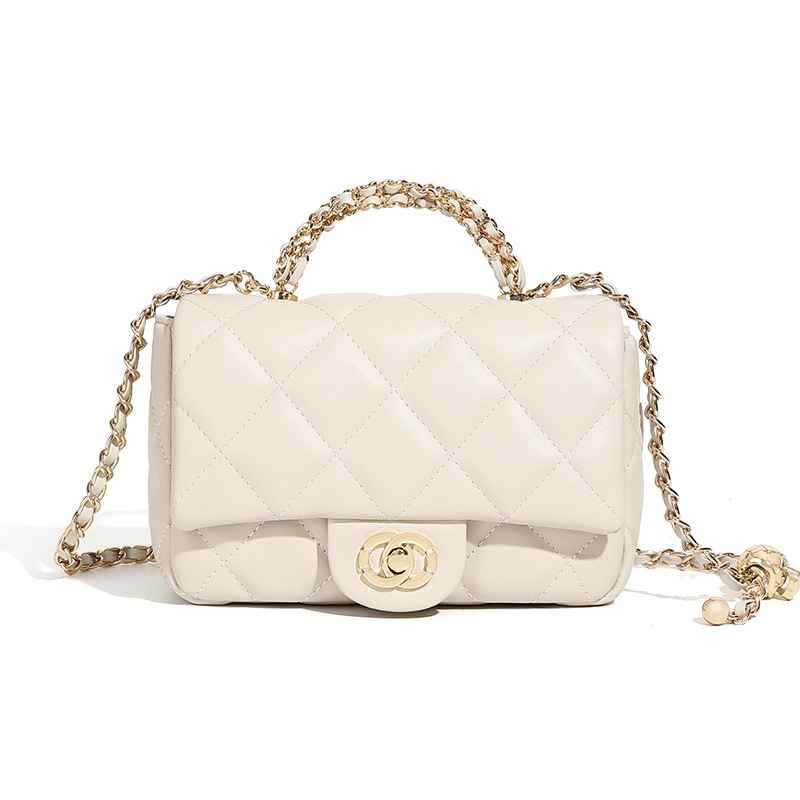 Metal chain diamond grid handbag - MODALIFE
