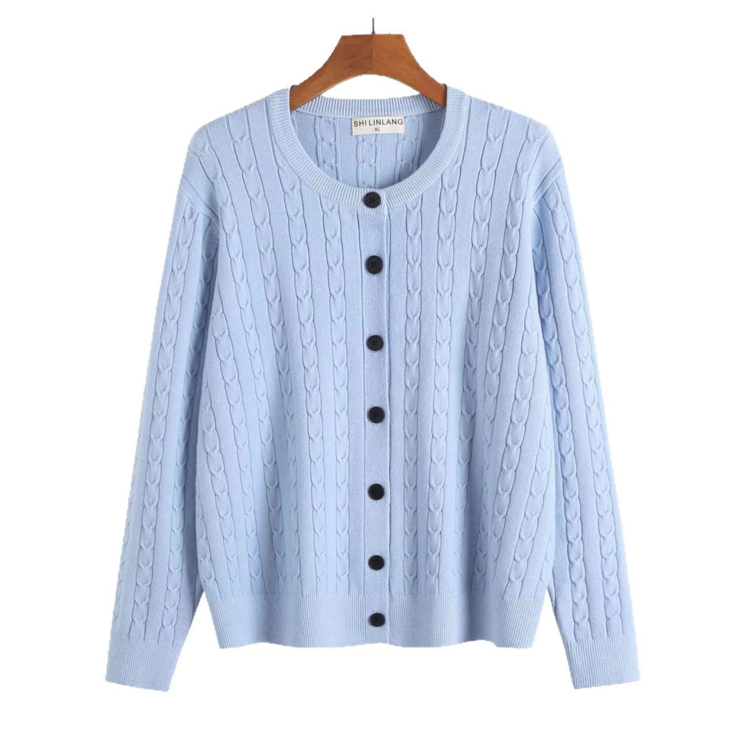 Retro Style Knit Cardigan Sweater Coat for Women, Casual Office Wear, Oversized Fit, Long Sleeve, Pullover Design - MODALIFE