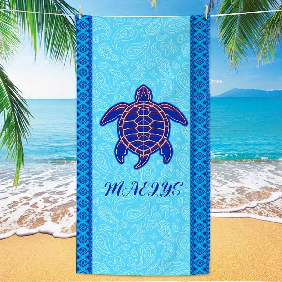 Ocean Turtle Pattern Beach Towel Ultra-Fine Fiber Quick-Dry Double-Sided Fleece Bath Towel Sand Blanket