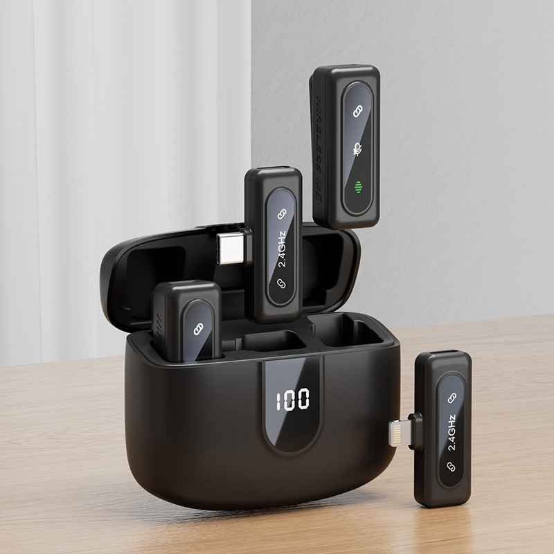 Wireless lavalier microphone J50 intelligent noise reduction digital display charging compartment digital display mini microphone - MODALIFE