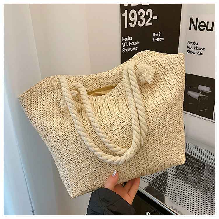 Straw woven bag large capacity single shoulder tote bag woven handbag for women