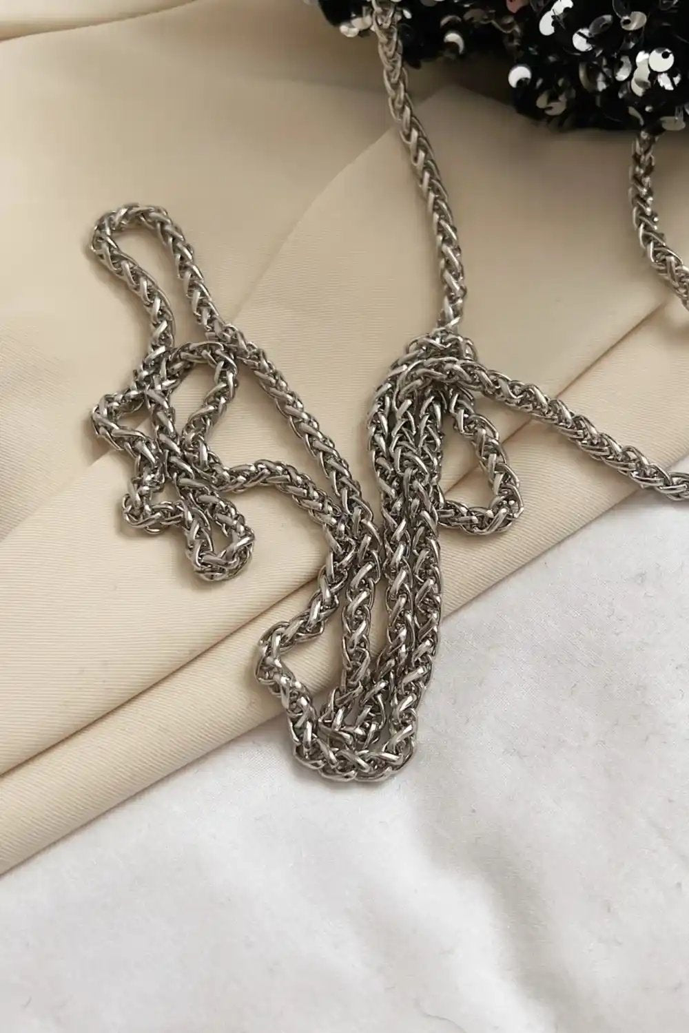 Sequin Chain Drawstring Bucket Bag - MODALIFE