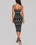 Women's Fashion Black Background White Polka Dot Organza Pleated Strapless Slimming Dress - MODALIFE