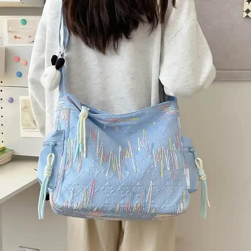 Contrast Texture Shoulder Bag - MODALIFE