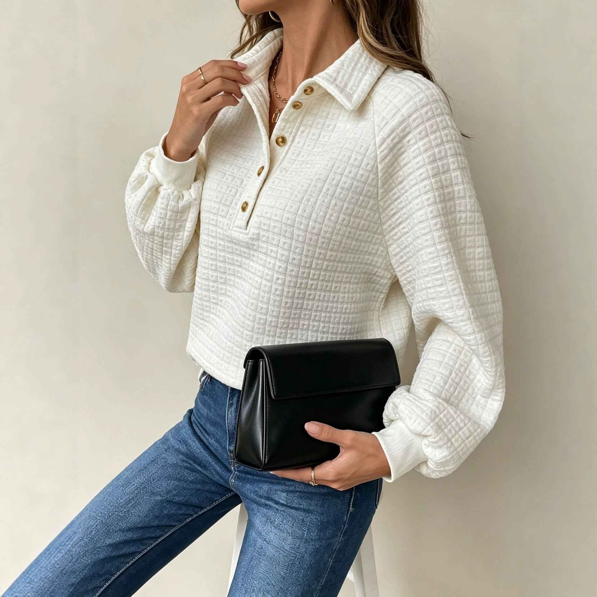 Collar long sleeved top - MODALIFE