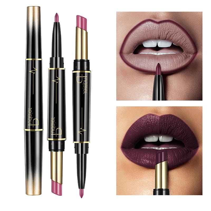 Matte Lipstick Wateproof Double Ended Long Lasting Lipsticks Brand Lip Makeup Cosmetics Nude Dark Red Lips Liner Pencil - MODALIFE