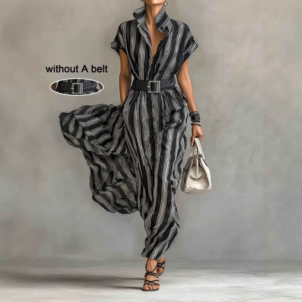 Women's short sleeved striped shirt dress - MODALIFE