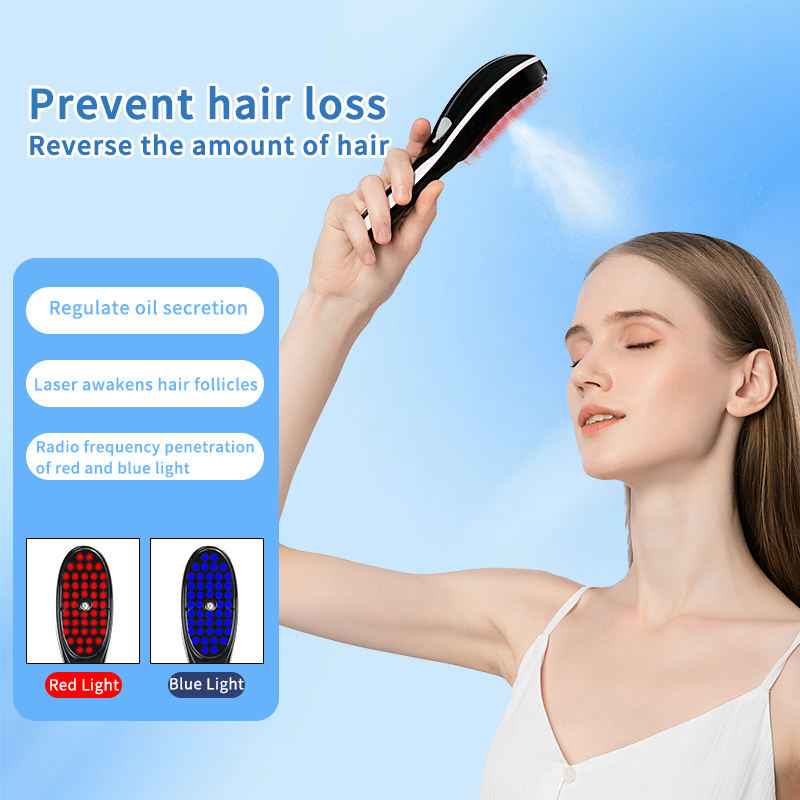 Electric hair generator nano atomization scalp hair care massage comb red blue light - MODALIFE
