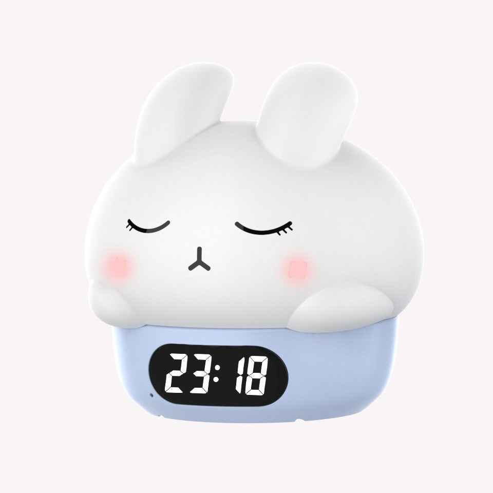 Cute Bunny Alarm Clock, Glow-in-the-Dark Ambient Clock, Silicone Desk Clock for Bedroom Nightstand, Home Night Light, Kids Alarm Clock - MODALIFE