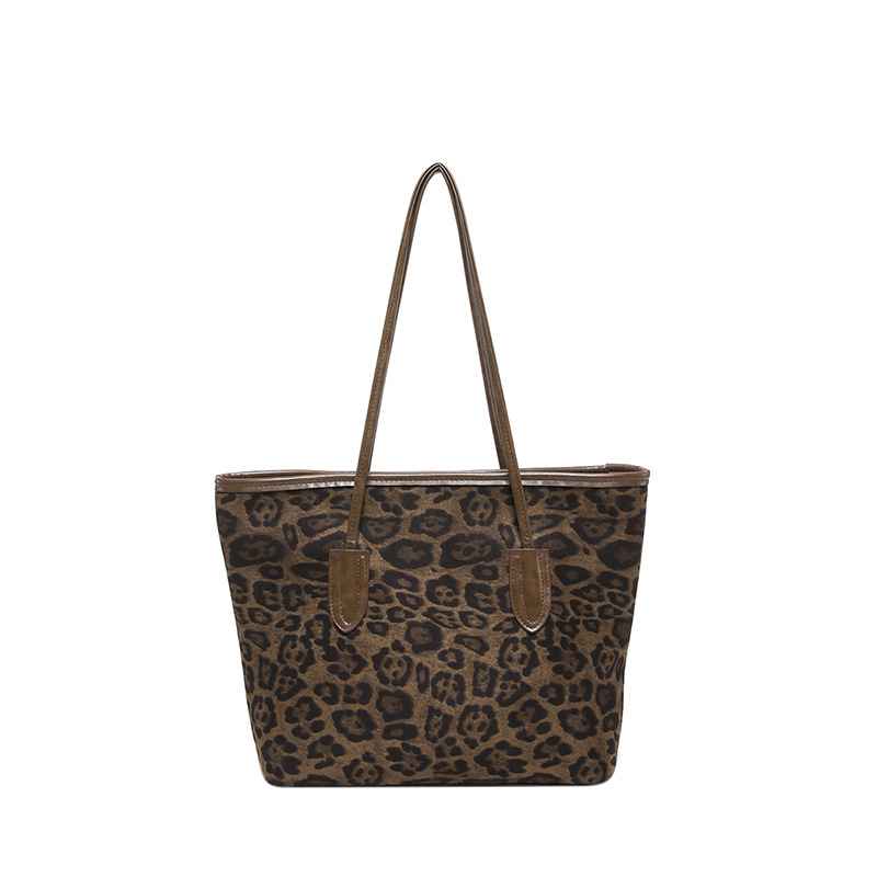 Women's Large-Capacity Fashion Shopping Tote – Leopard-Print PU Leather Shoulder & Hand Carry Bag - MODALIFE